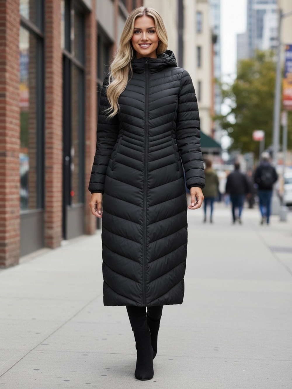 Lands end Wanderweight Down Ultralight Hooded Maxi Coat